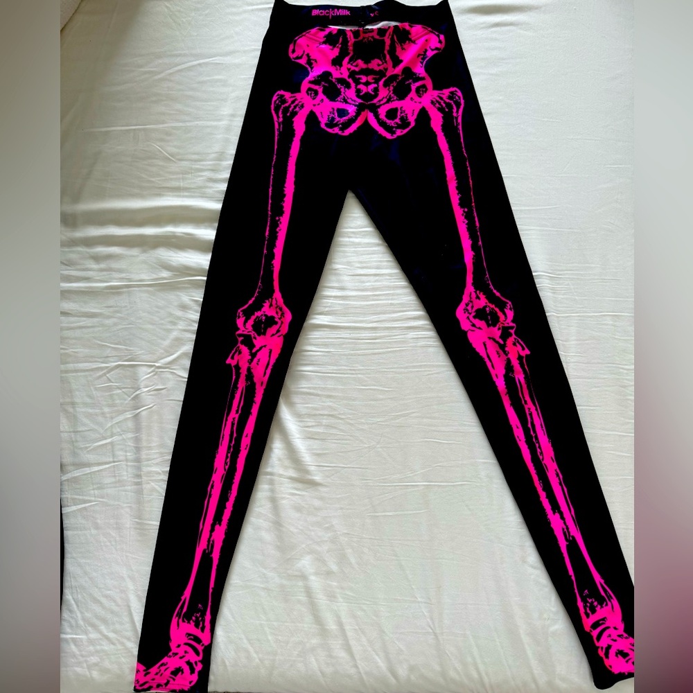 Blackmilk XS Pink Skeleton leggings